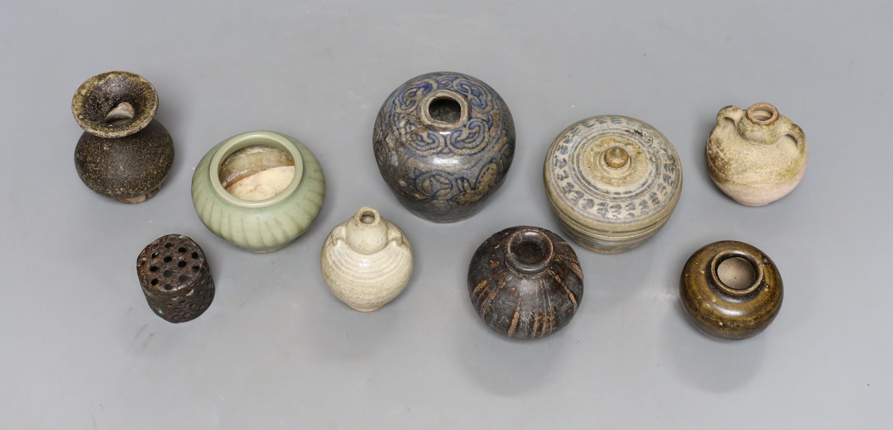 A group of eight Chinese and South Asian jars and jarlets, 14th-16th century